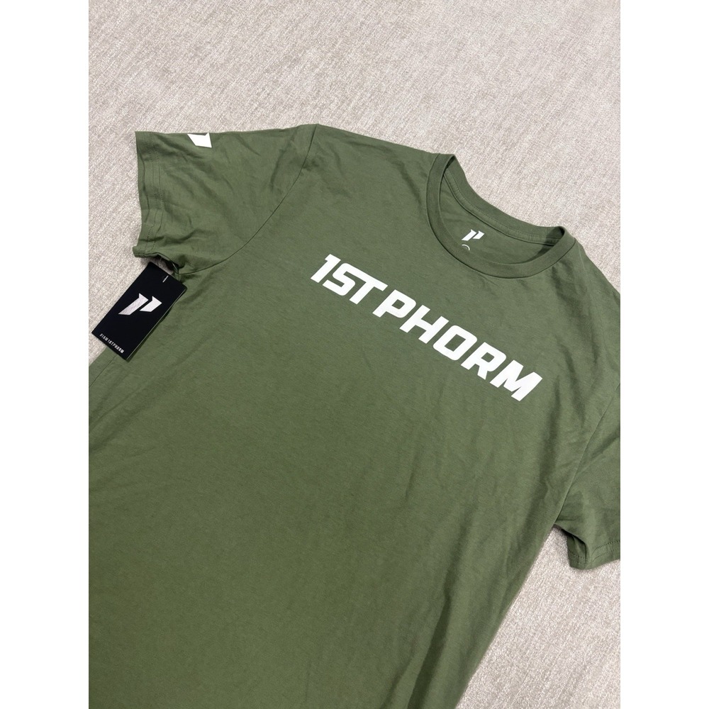 1st Phorm T Shirt Tee Mens Medium Green White Logo Graphic Short Sleeve Gym NWT